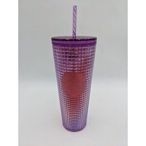 Starbucks‎ berry purple grid venti cold tumbler with straw 24oz 2021
